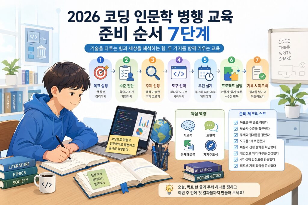 2026 코딩 인문학 병행 교육 준비 순서 7단계