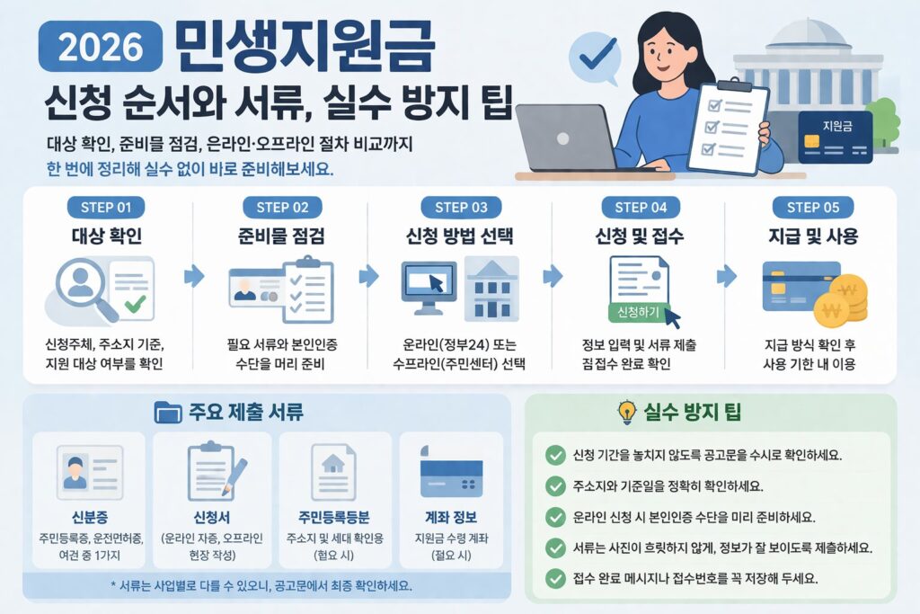2026 민생지원금 신청 순서와 서류, 실수 방지 팁