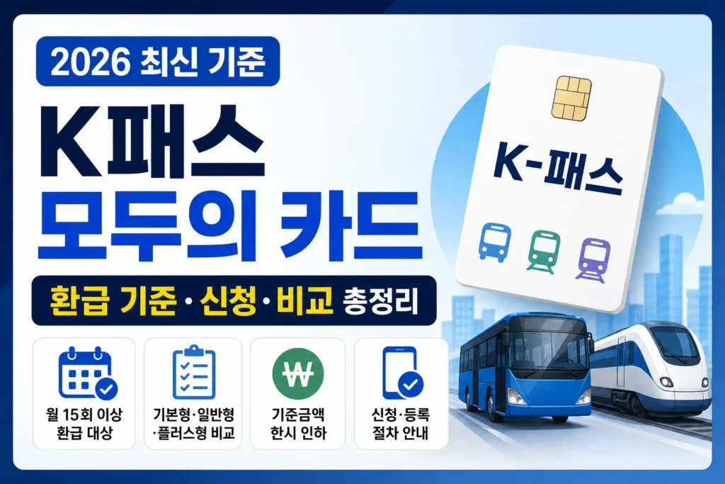K패스 모두의 카드 환급 기준과 신청·등록, 기본형·일반형·플러스형 비교 포인트를 한눈에 확인하는 썸네일 이미지