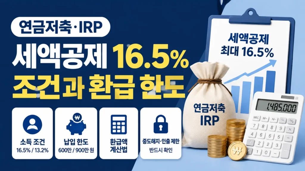 연금저축과 IRP의 세액공제 조건과 납입 한도, 환급 계산 포인트를 확인하는 금융 정보형 썸네일